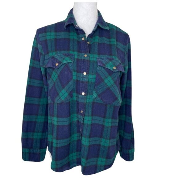 Rustic Outfitters Vintage Women's Plaid Snap Button Down Shirt XL Dark Academia - Picture 1 of 4